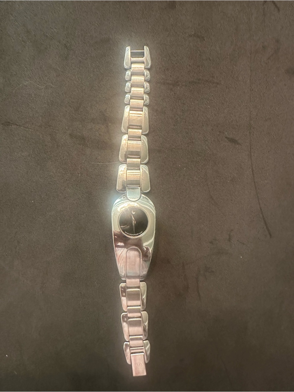 Movado Women's Silver Bracelet Watch with Black Dial